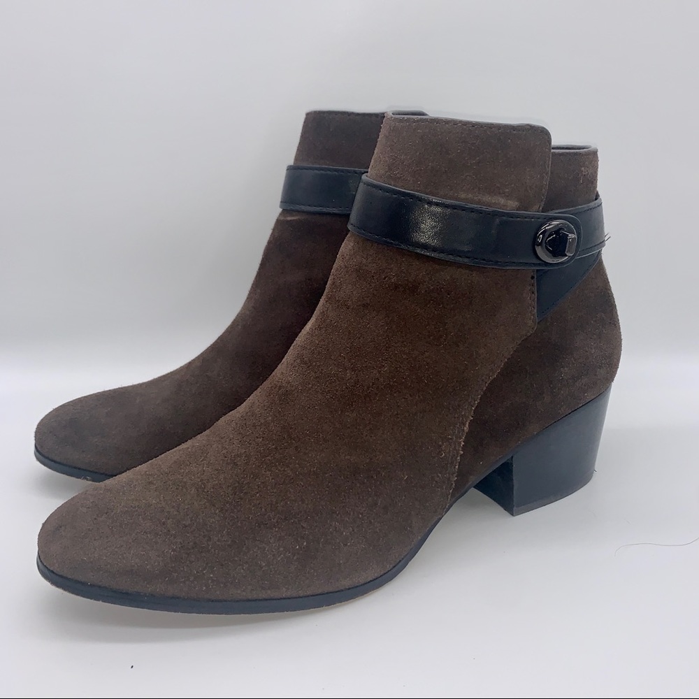EUC Coach Brown & Black Suede Booties 9B
